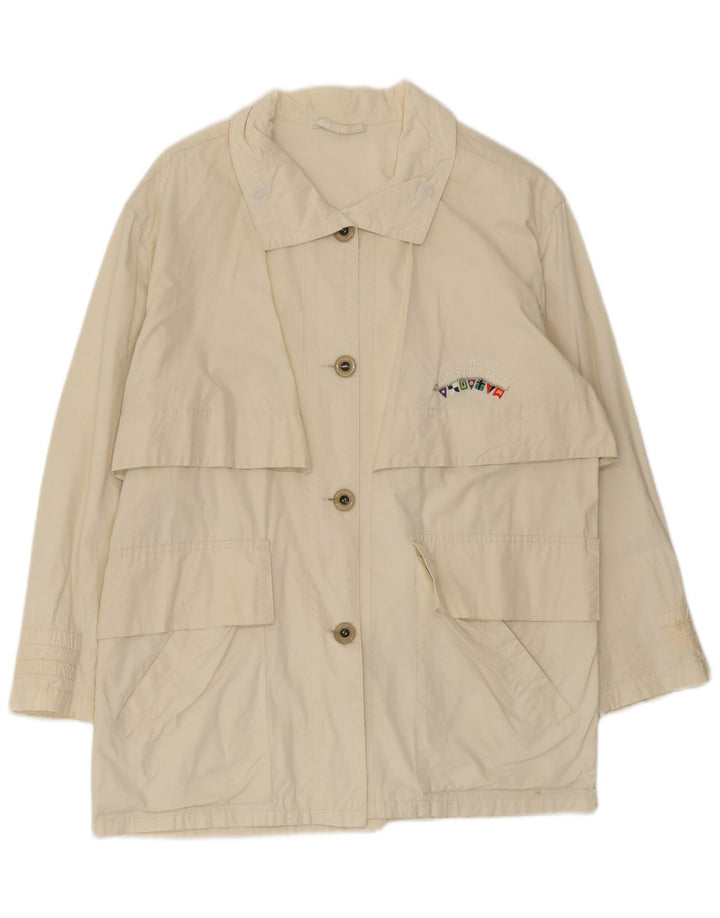 Belfe Damen Kurzer Trenchcoat IT 42 Mittelweiße Baumwolle