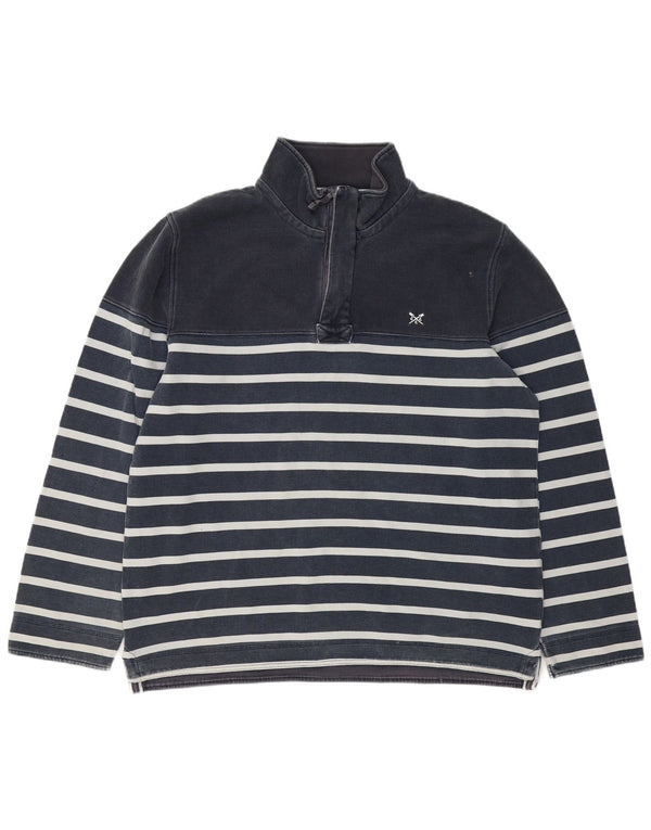 CREW CLOTHING Herren-Sweatshirt mit Reißverschluss am Hals, 2XL, marineblau, gestreift, Baumwolle