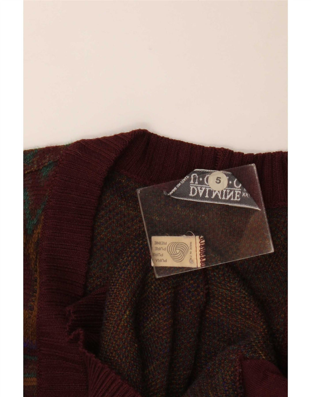 DALMINE Herren-Strickjacke, groß, burgunderrote Wolle