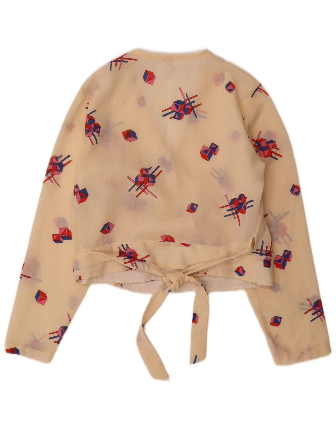 Trevira Crop Langarm-Blusenoberteil für Damen IT 42 Medium Beige Geometrisch