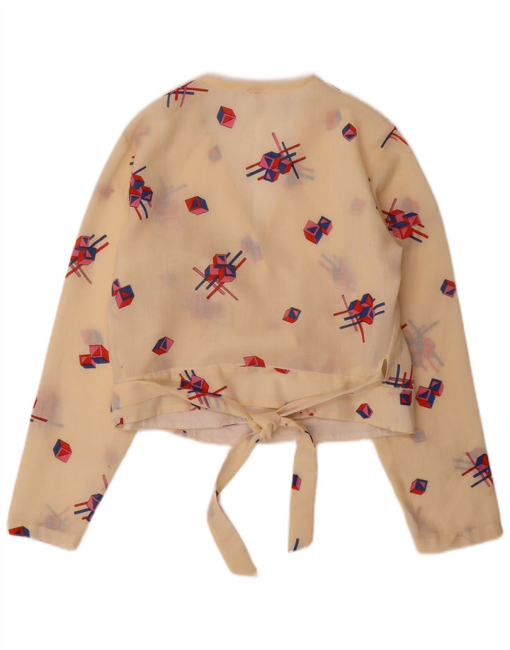 Trevira Crop Langarm-Blusenoberteil für Damen IT 42 Medium Beige Geometrisch