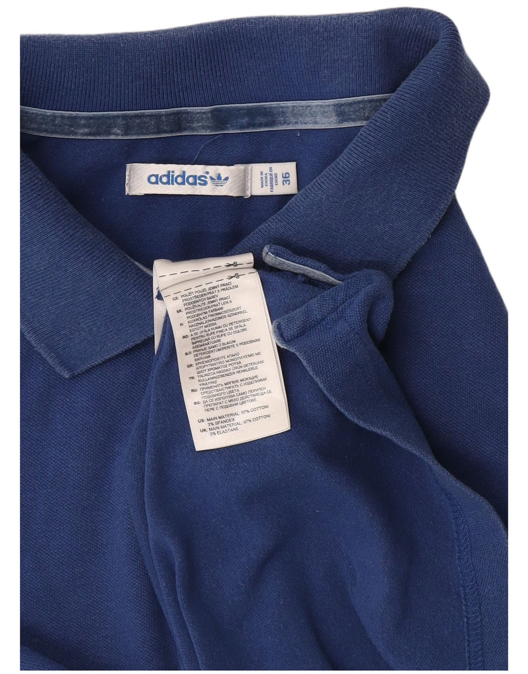 Adidas Damen Poloshirt EU 36 Small Marineblau Baumwolle