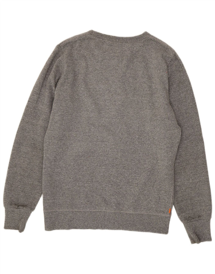 SUPERDRY Herren-Sweatshirt mit grafischem Muster, groß, grau gesprenkelte Baumwolle