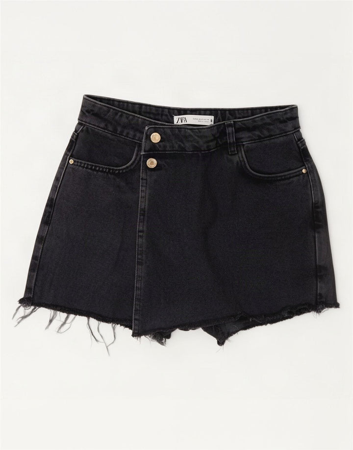 Zara Damen-Jeansshorts mit hoher Taille, mittelgroß, W28, Grau