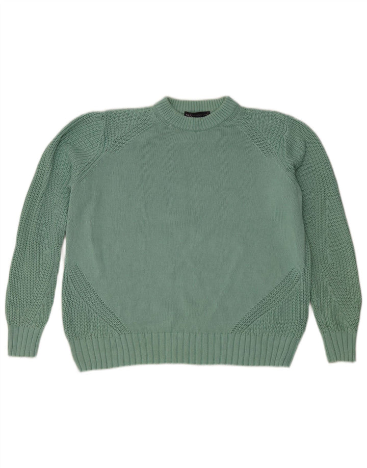 Marks & Spencer Herren-Pullover mit Rundhalsausschnitt, mitteltürkisfarbene Baumwolle