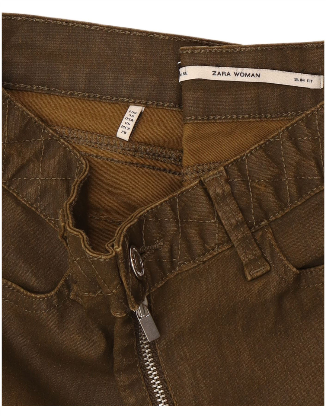Zara Damen Slim Jeans EU 38 Small W28 L28 Grün