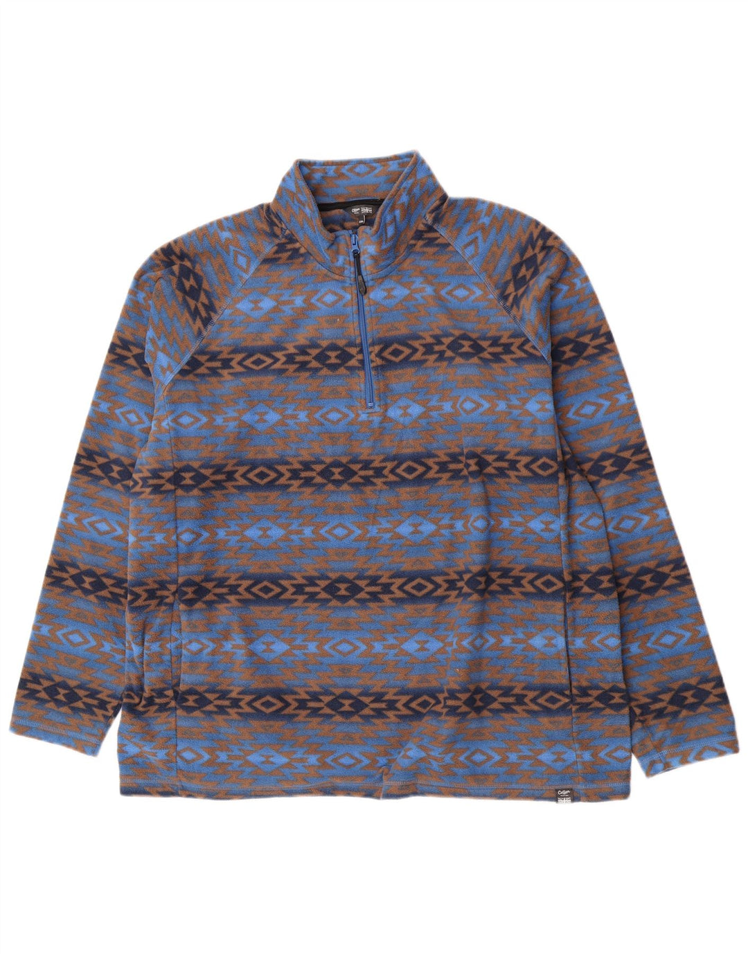 Cotton Traders Herren-Fleecepullover mit Reißverschluss am Hals, 2XL, blaues geometrisches Polyester