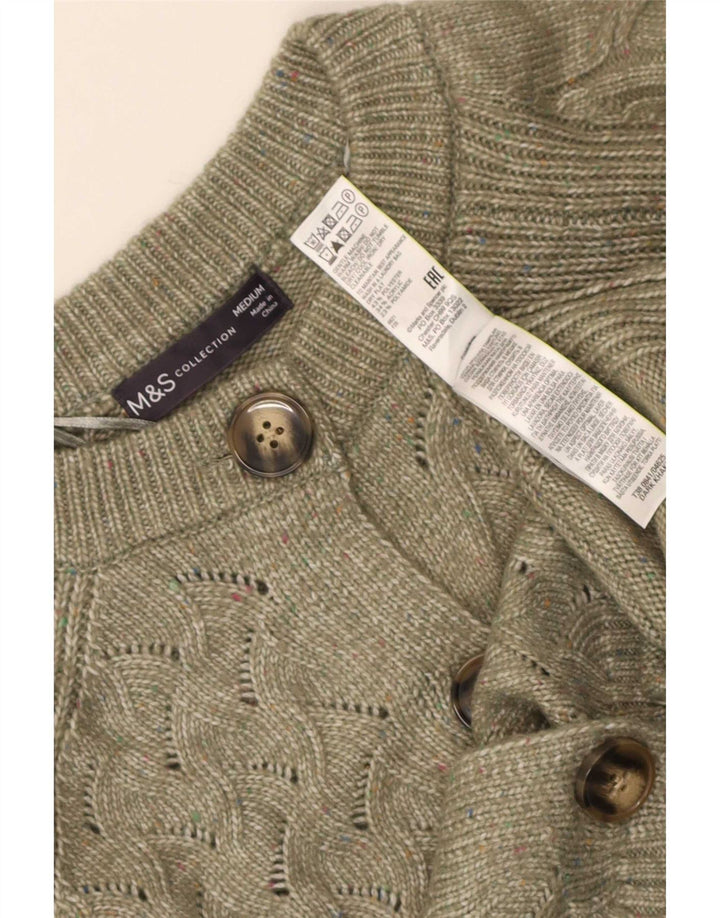 Marks & Spencer Damen-Cardigan-Pullover UK 14 Medium Khaki Polyester