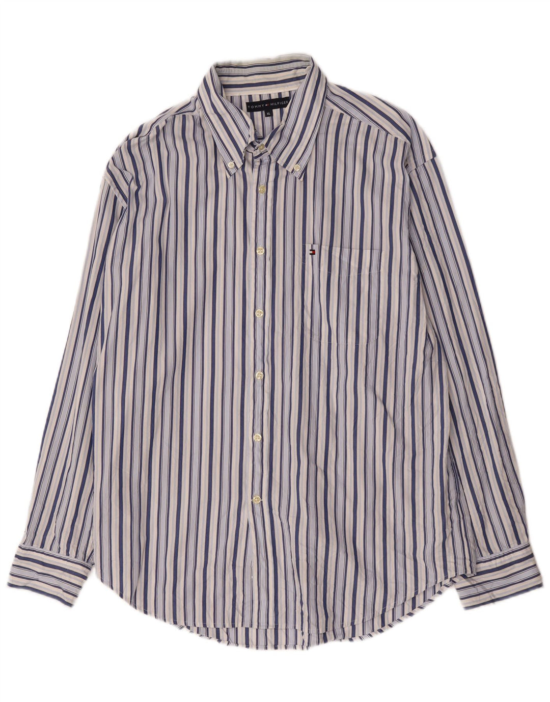 Tommy Hilfiger Herrenhemd XL blau gestreift aus Baumwolle