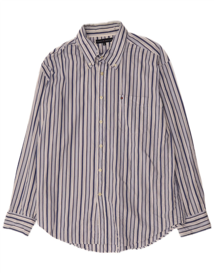 Tommy Hilfiger Herrenhemd XL blau gestreift aus Baumwolle