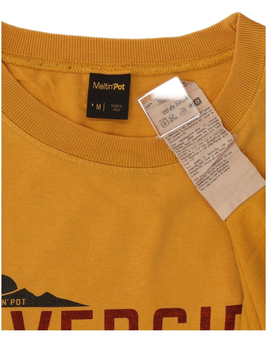 Meltin' Pot Herren-T-Shirt mit Grafik, mittelgelbe Baumwolle