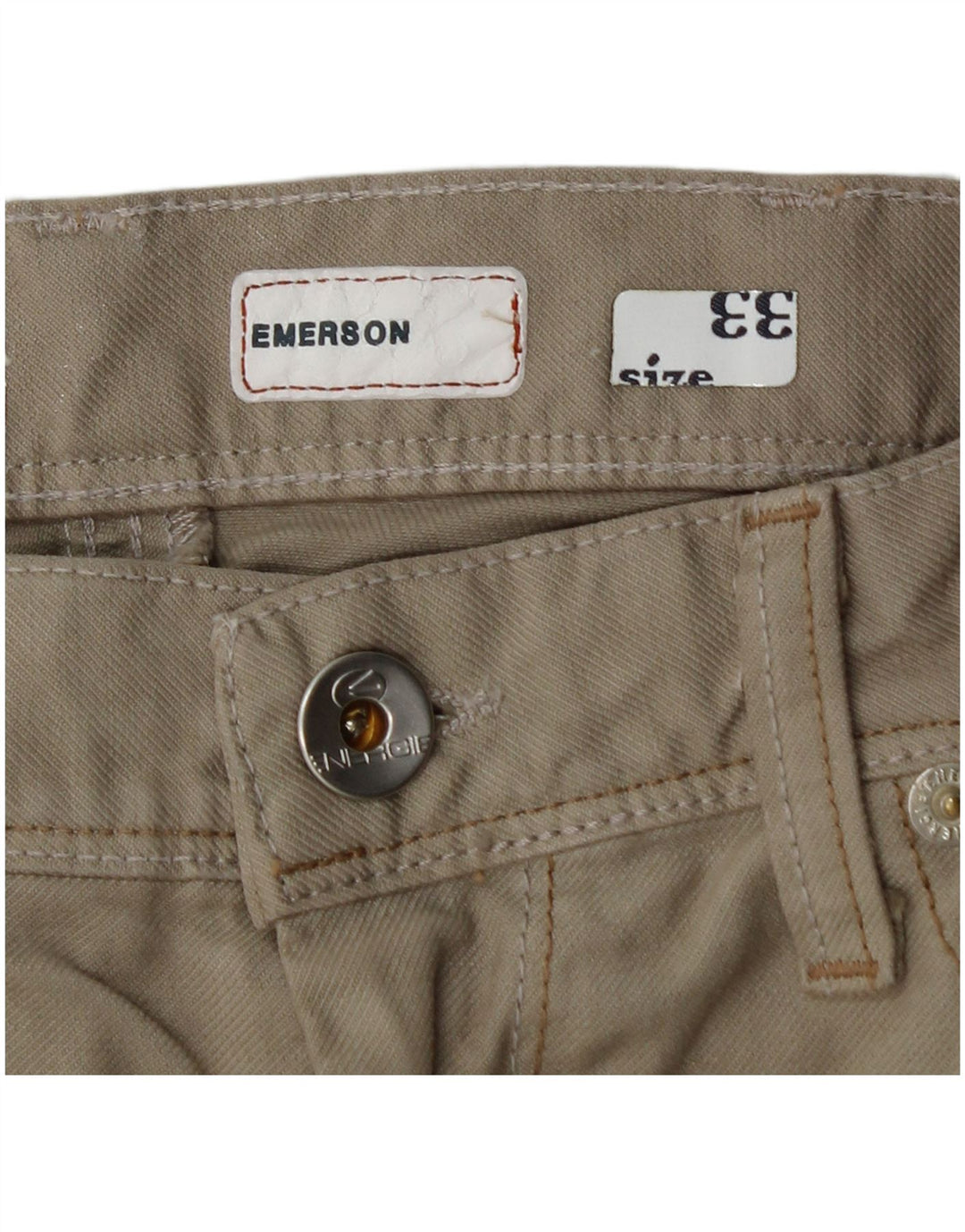 ENERGIE Herren Emerson Straight Casual Hose W33 L32 Beige Baumwolle