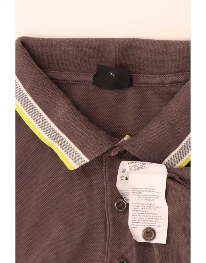 Hugo Boss Herren Poloshirt XL grau gestreift aus Baumwolle