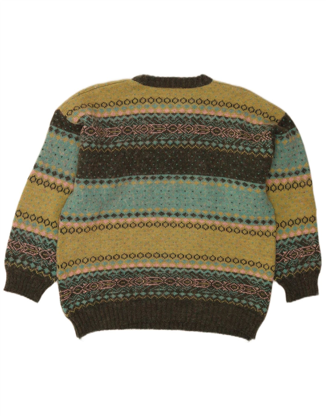 Vintage Herren-Pullover mit Rundhalsausschnitt, mittelgroß, mehrfarbig, Fair Isle