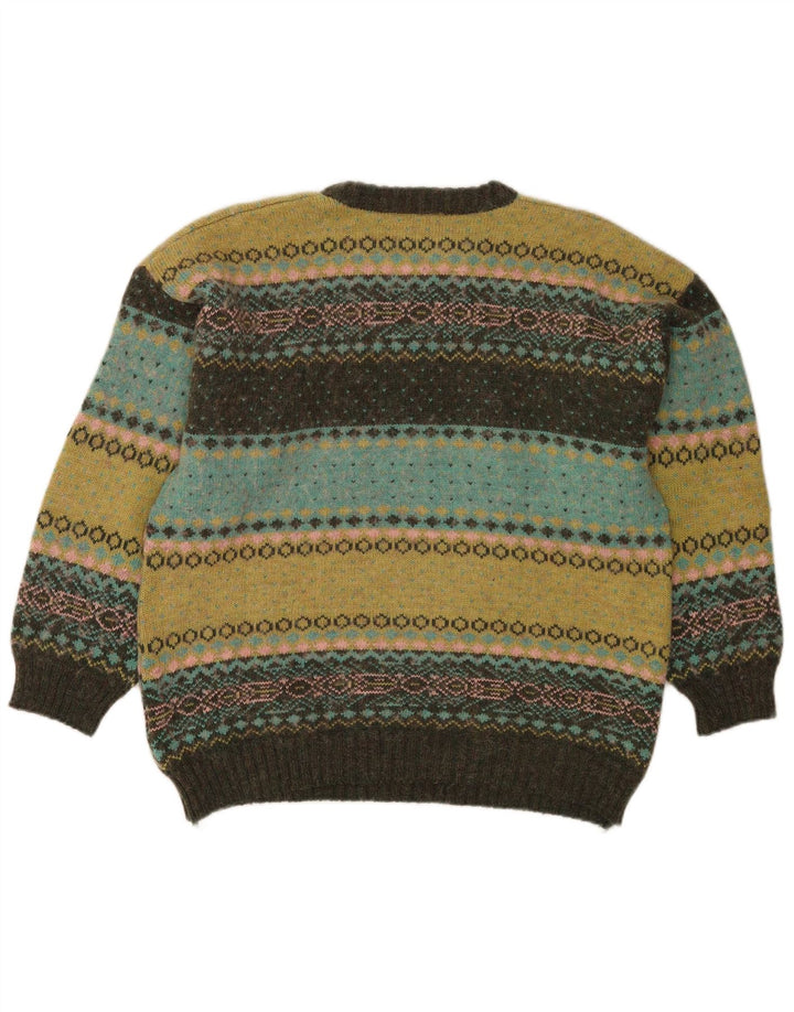 Vintage Herren-Pullover mit Rundhalsausschnitt, mittelgroß, mehrfarbig, Fair Isle