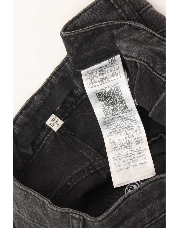 Guess Herren Straight Jeans W29 L32 Schwarze Viskose