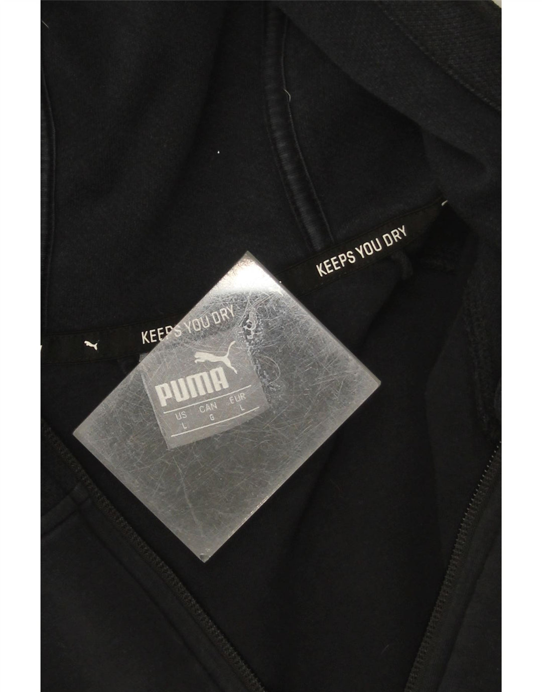 Puma Herren-Kapuzenpullover mit Reißverschluss, groß, schwarze Baumwolle