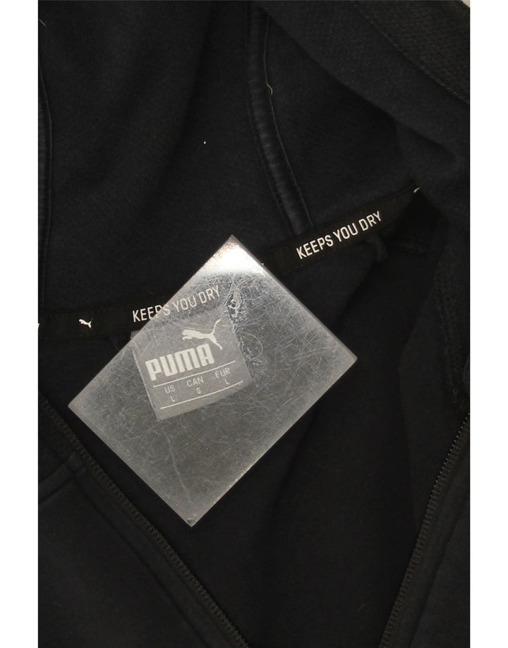 Puma Herren-Kapuzenpullover mit Reißverschluss, groß, schwarze Baumwolle
