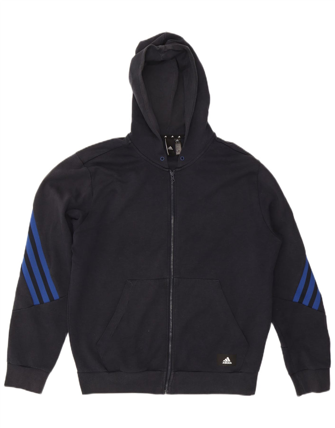 Adidas Herren-Kapuzenpullover mit Reißverschluss, groß, marineblau, Baumwolle