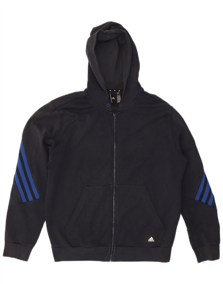 Adidas Herren-Kapuzenpullover mit Reißverschluss, groß, marineblau, Baumwolle
