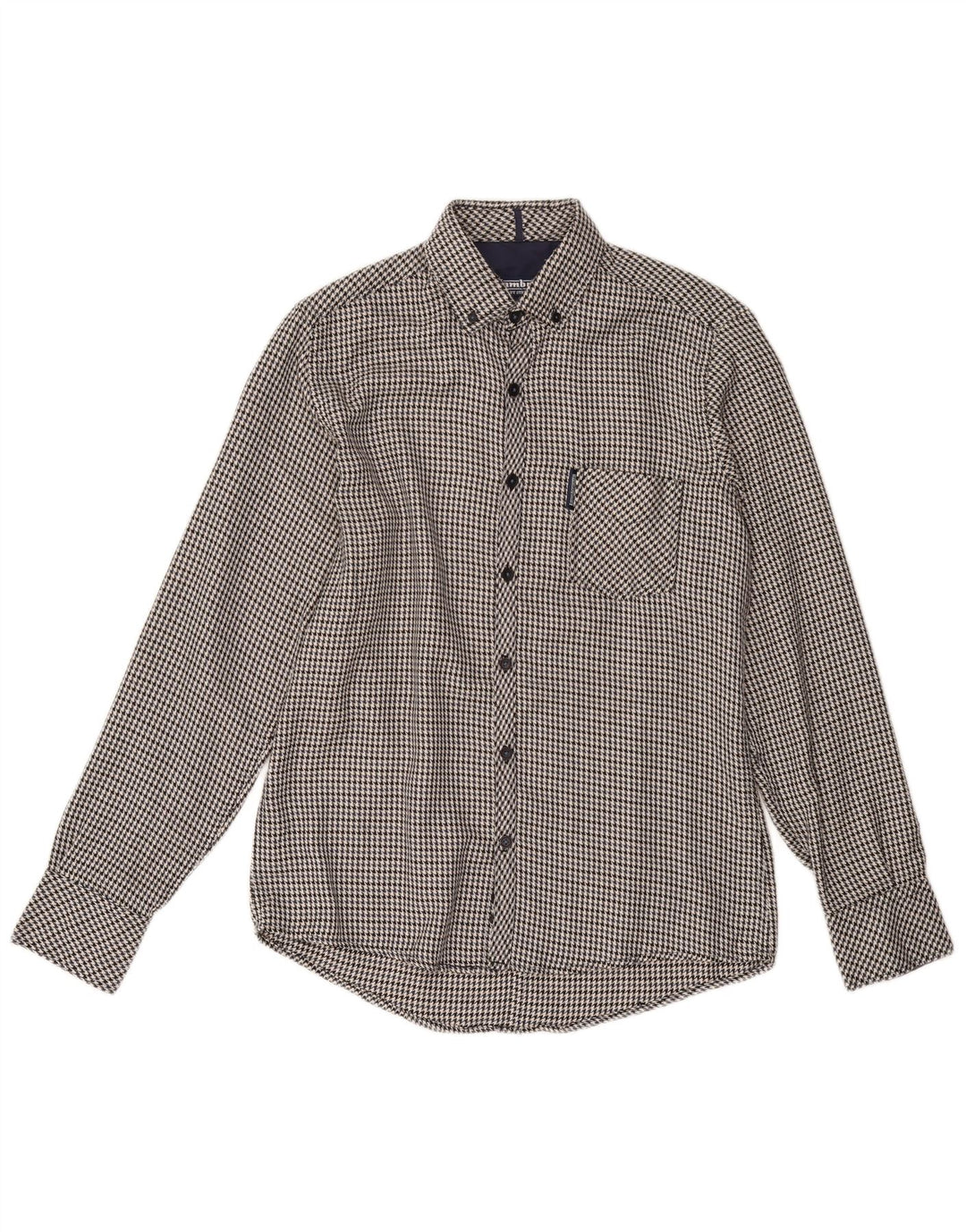LAMBRETTA Herren-Flanellhemd, Größe S, schwarze Hahnentritt-Baumwolle