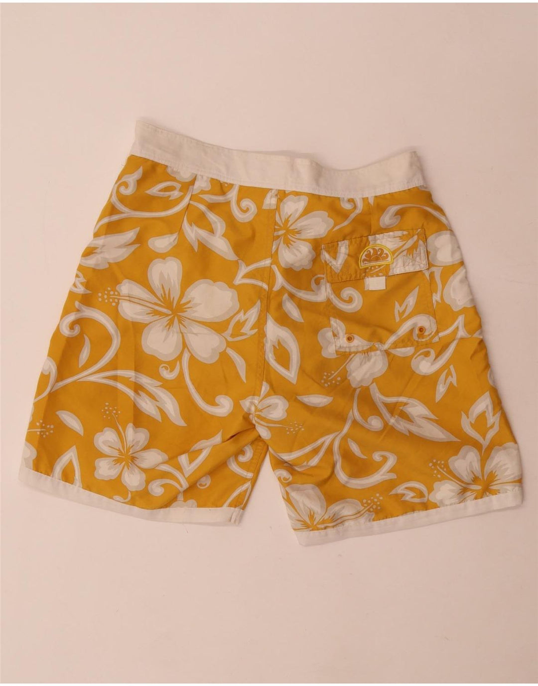 Sundek Herren-Badeshorts IT 48 Mittelgelbes, geblümtes Polyester