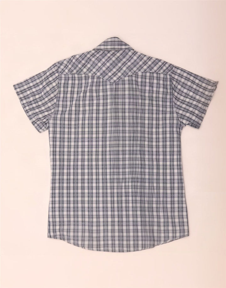 Jack & Jones Herren-Kurzarmhemd aus mittelblau karierter Baumwolle