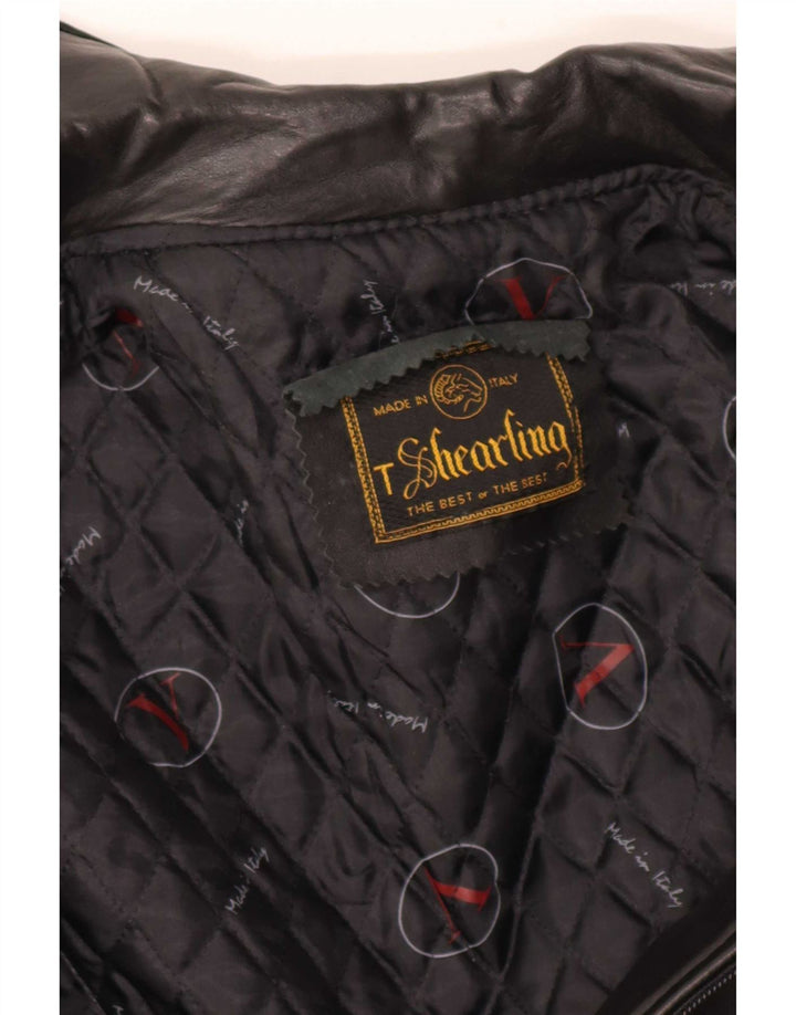Vintage Herren Lederjacke UK 36 Small Black Shearling