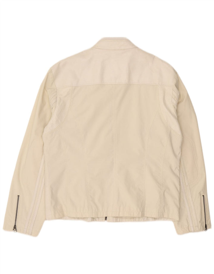 Vintage Damen Übergroße Lederjacke IT 44 Mittelweißes Leder