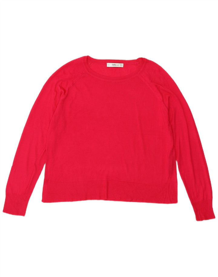 Zara Damen-Pullover, übergroß, Rundhalsausschnitt, Gr. 10, Größe S, rosa, Viskose