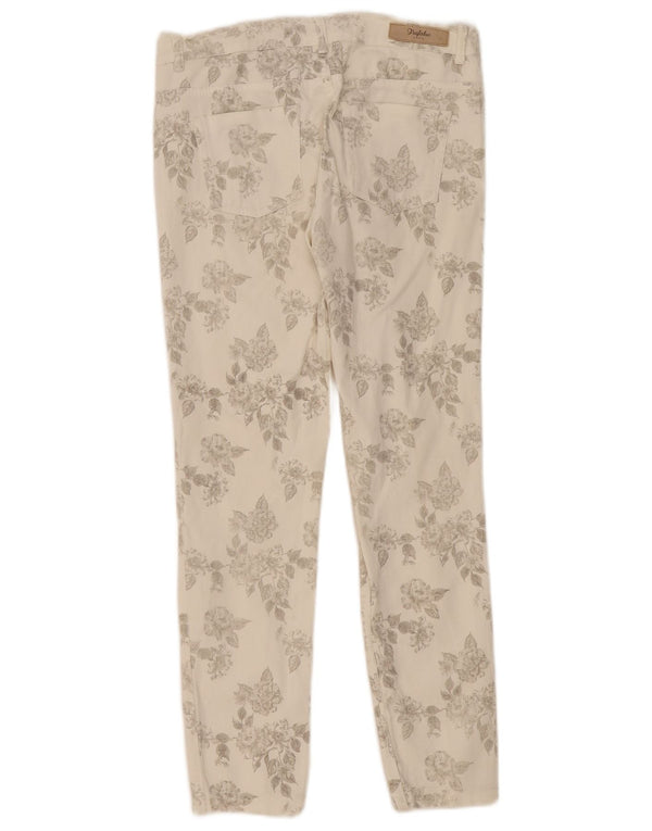 Zara Damen Trafaluc Slim Freizeithose EU 38 Small W28 L27 Weiß geblümt