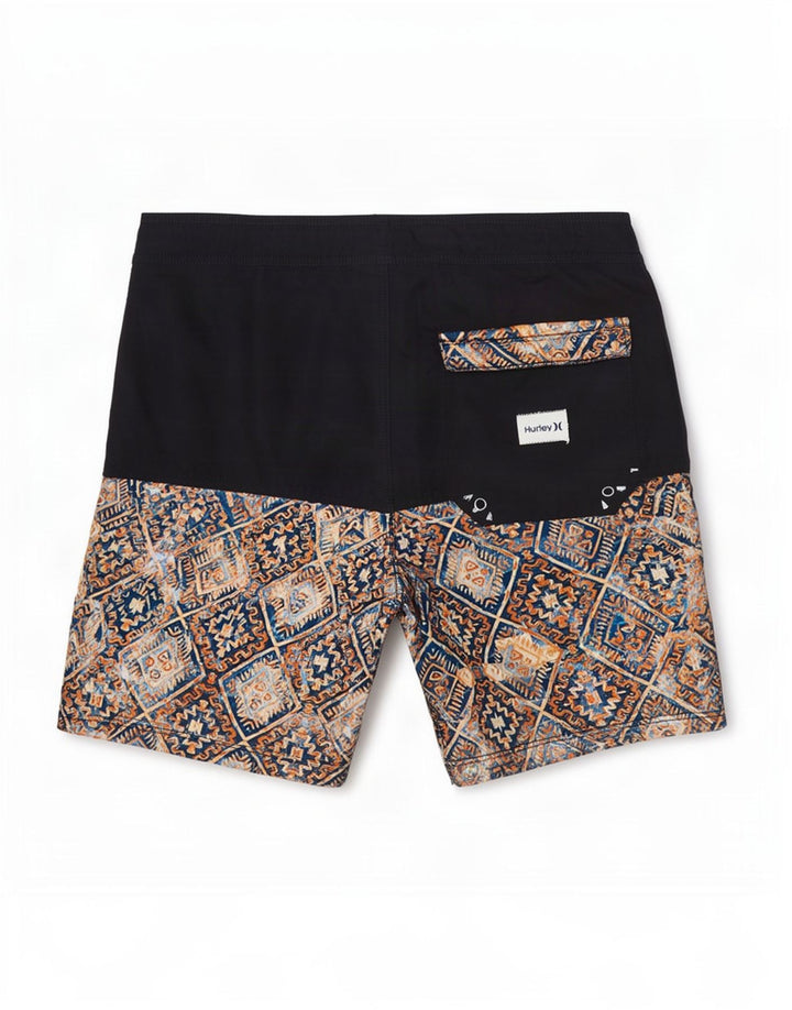 Hurley Herren-Badeshorts, klein, schwarz, geometrisch, Polyester