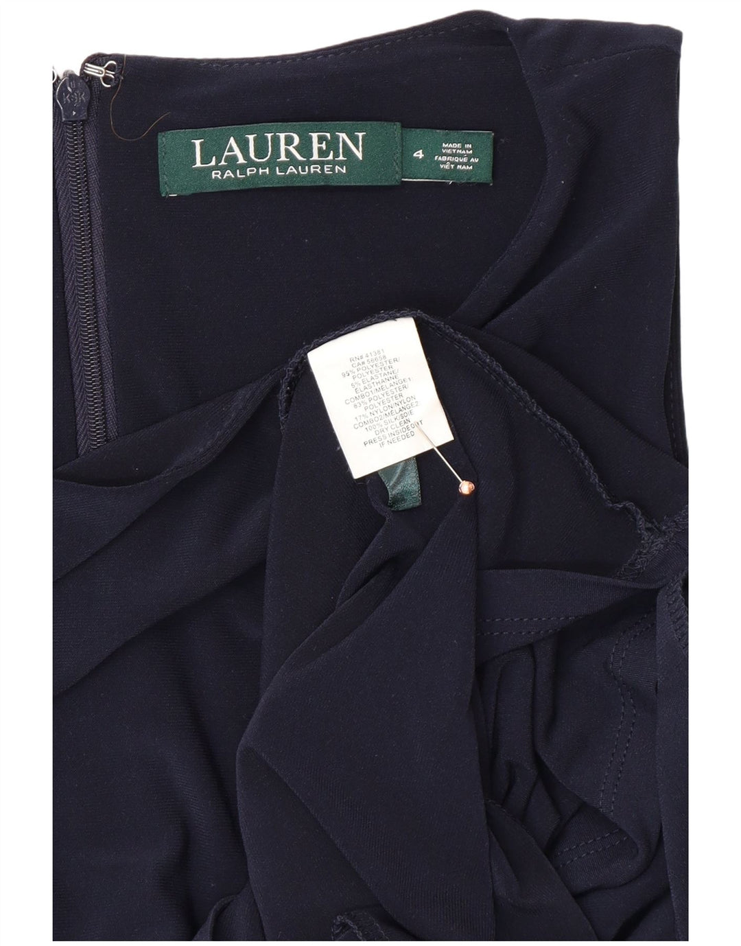 RALPH LAUREN Damen Ärmelloses Etuikleid US 4 Small Marineblau Polyester