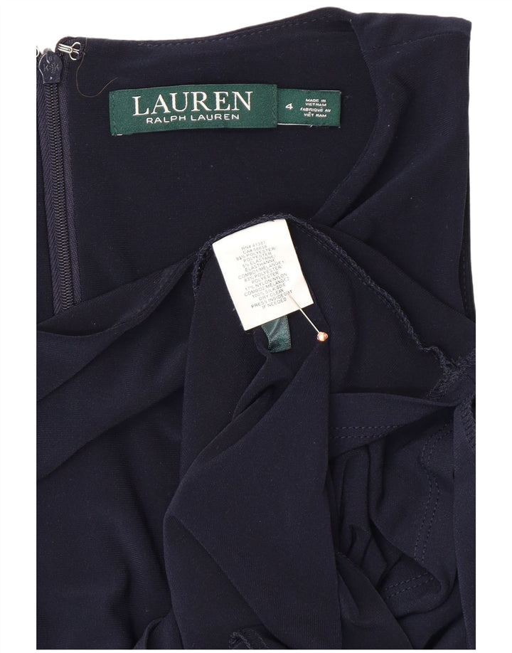 RALPH LAUREN Damen Ärmelloses Etuikleid US 4 Small Marineblau Polyester