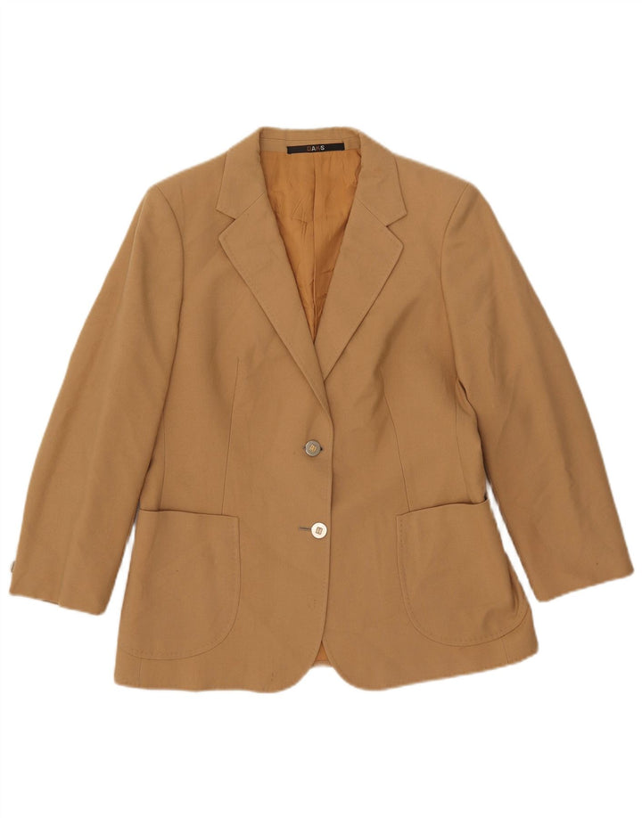 DAKS Damen-Blazerjacke mit 2 Knöpfen, UK 12, mittelbraune Wolle