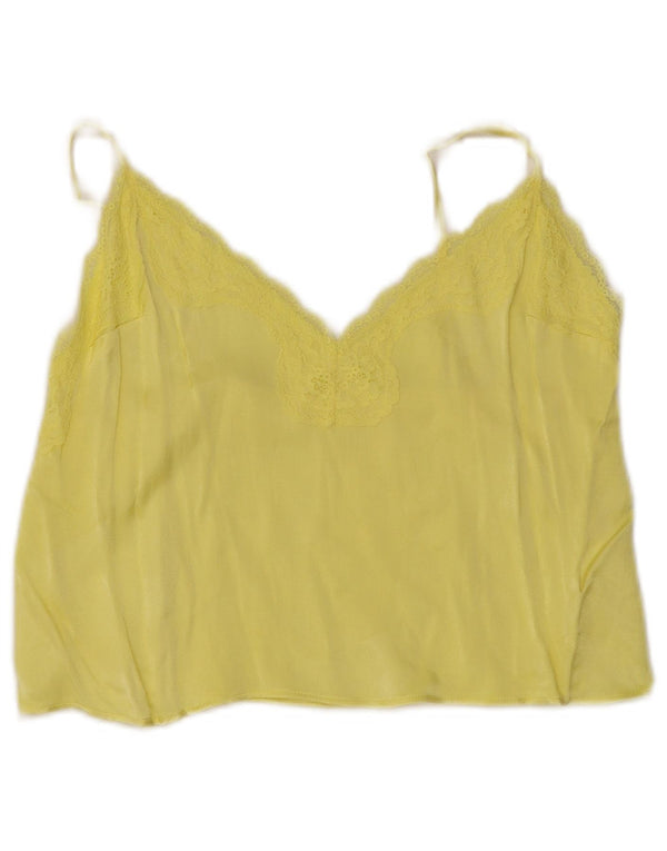 Vintage Damen Cami Top UK 10 Small Gelb