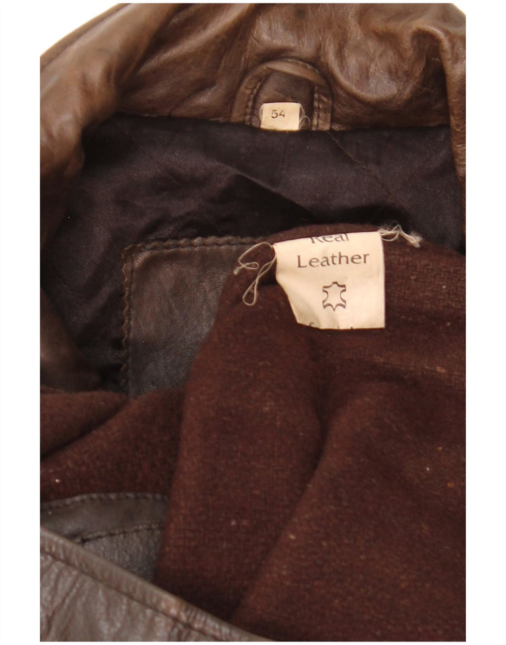 Vintage Herren Lederjacke IT 54 2XL Braunes Leder