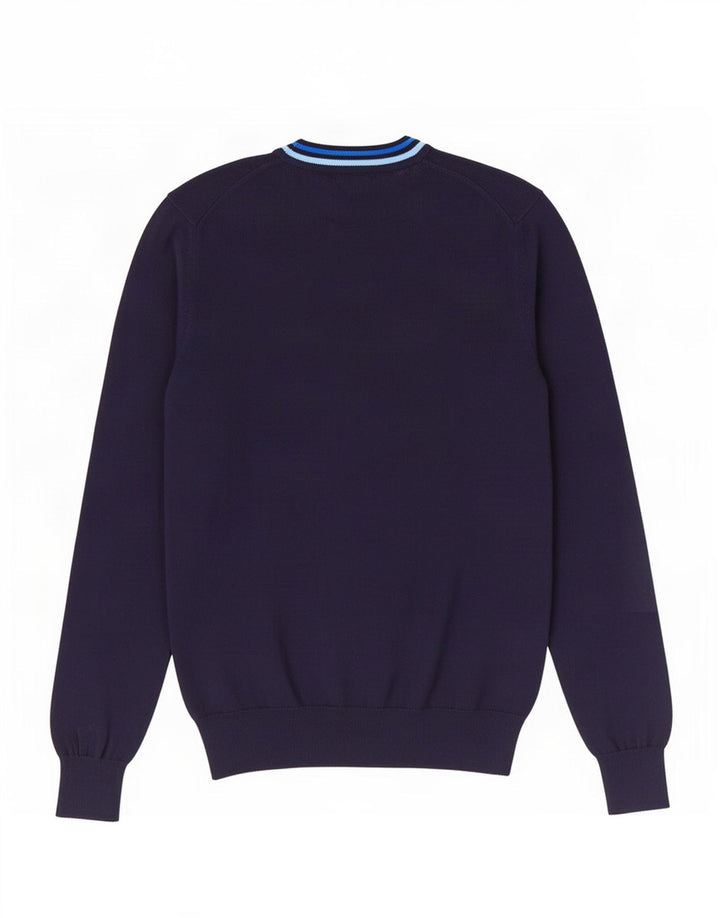 Fred Perry Herren-Pullover mit V-Ausschnitt aus mittelblauer Baumwolle