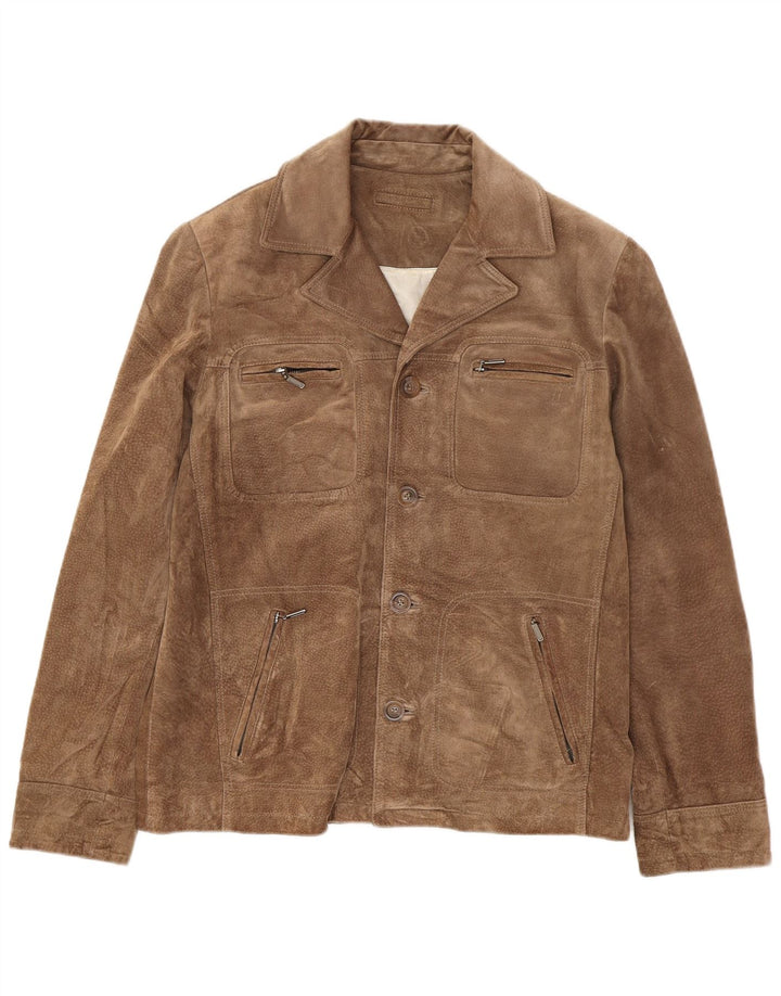 J.J.Scott Herren Wildlederjacke IT 50 großes braunes Leder