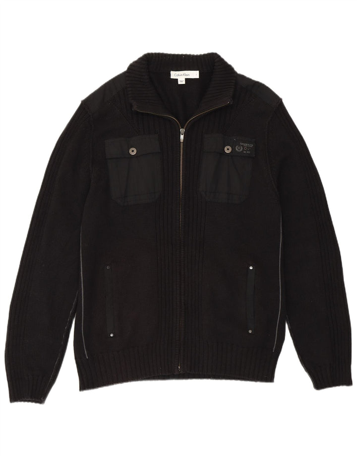 Calvin Klein Herren-Strickjacke, groß, schwarze Baumwolle