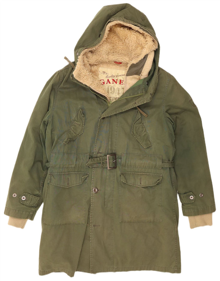 Ganesh Herren-Parka mit Kapuze, UK 40, Größe L, Khaki, Baumwolle