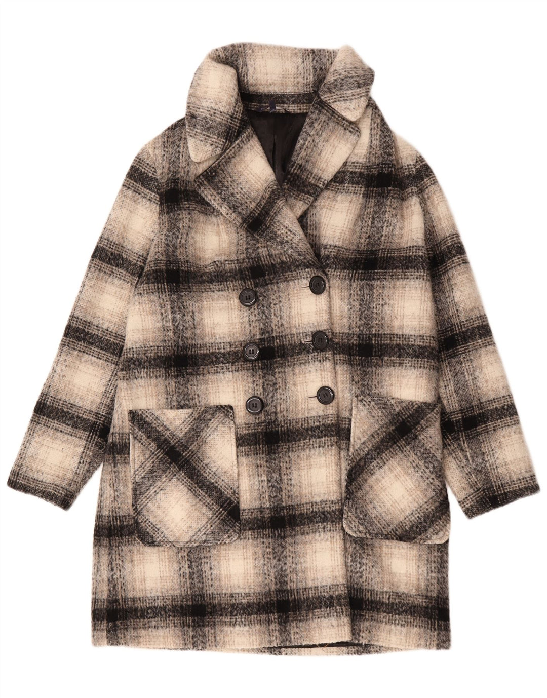 Marks & Spencer Damen Zweireihiger Mantel UK 16 Large Beige Check