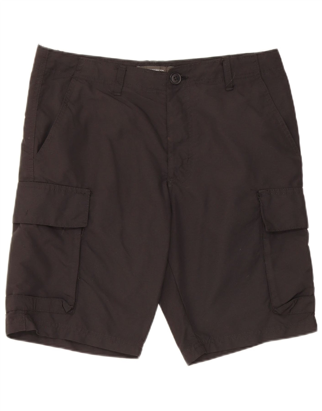 French Connection Herren-Cargoshorts, Größe S, W32, schwarzes Nylon