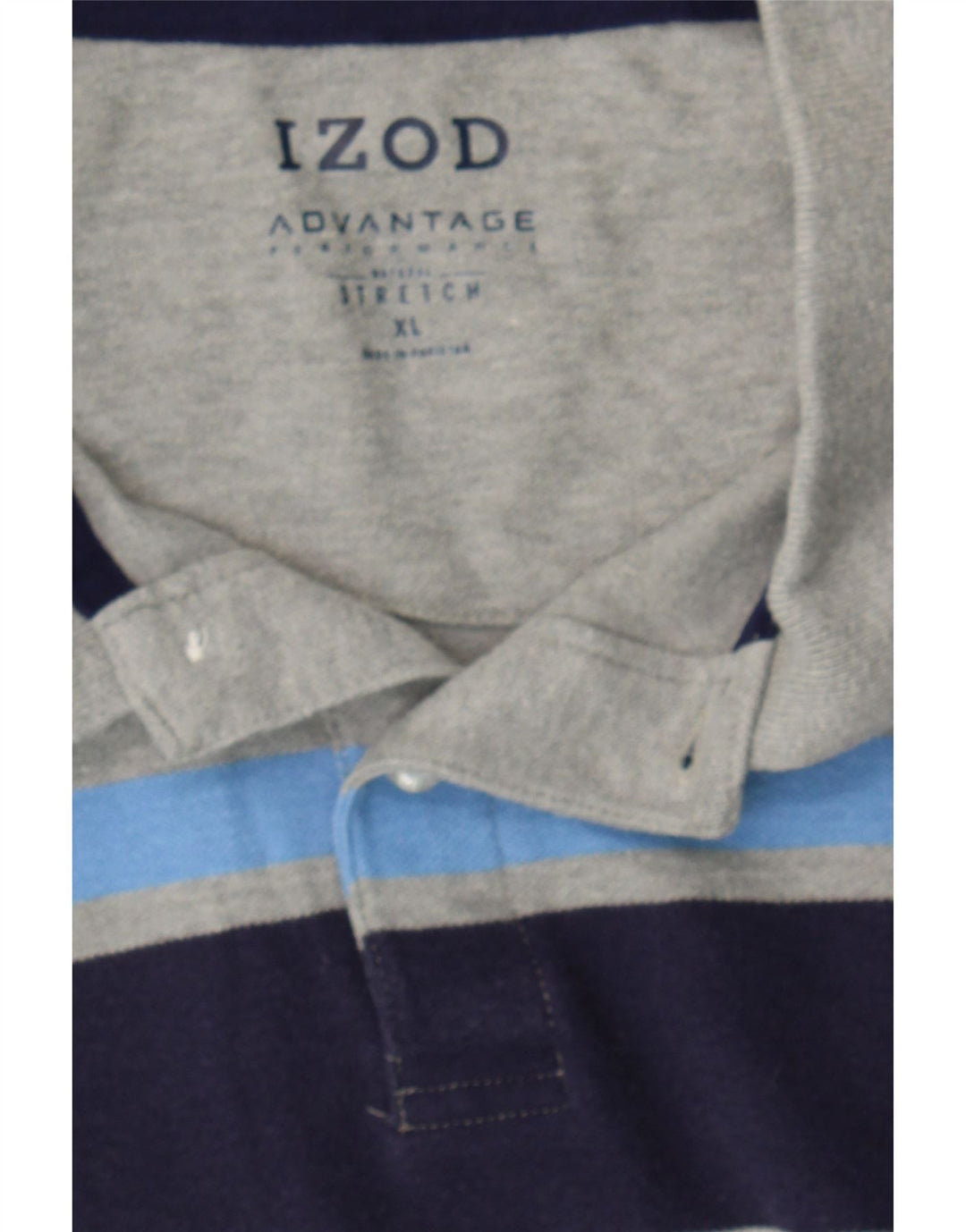IZOD Mens Stretch Polo Shirt XL Grey Striped Cotton Vintage Izod and Second-Hand Izod from Messina Hembry 