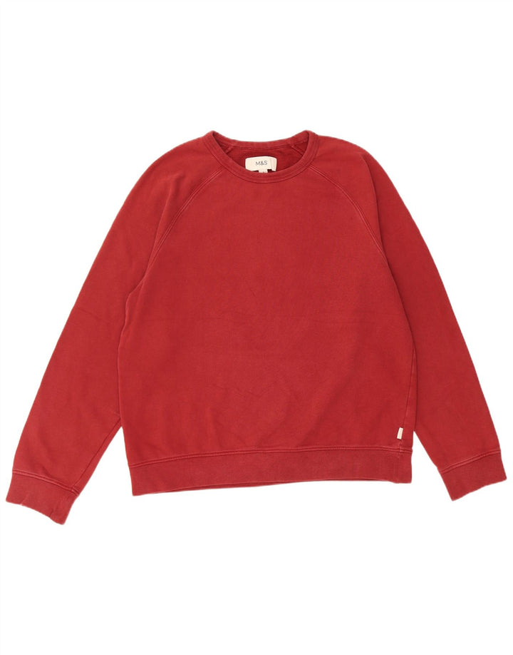 Marks & Spencer Herren-Sweatshirt-Pullover, mittlere Burgunderrote Baumwolle