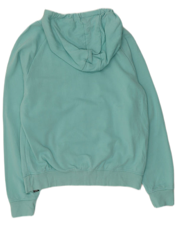 Ellesse Damen Kapuzenpullover UK 16 Große türkis gestreifte Baumwolle