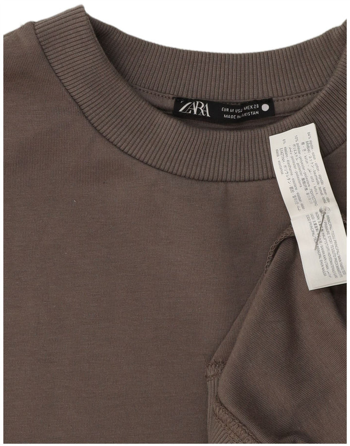 Kurzärmliger, übergroßer Sweatshirt-Pullover von Zara für Damen, UK 14, Mittelgrau