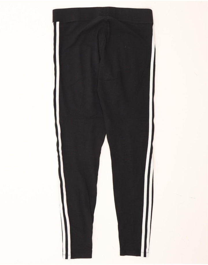 Adidas Damen Leggings UK 14 Medium Schwarz Baumwolle