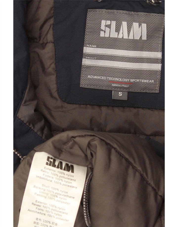 Slam Herren-Windbreakerjacke mit Kapuze, UK 36, Größe S, marineblaues Nylon
