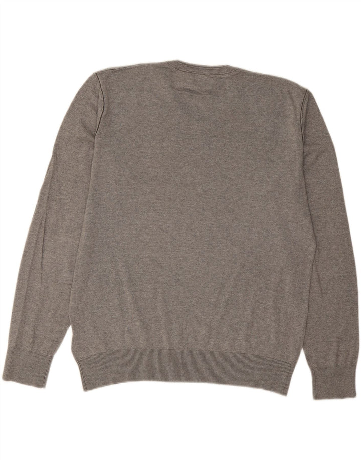 LEE Mens V-Neck Jumper Sweater XL Grey Cotton Vintage Lee and Second-Hand Lee from Messina Hembry 
